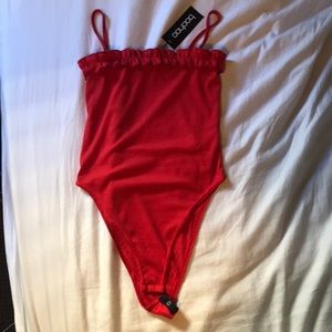 Boohoo red body suit US size 4 never worn